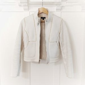 BEBE Winter White Vegan Shearling Motorcycle